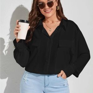 Black button up long sleeve blouse